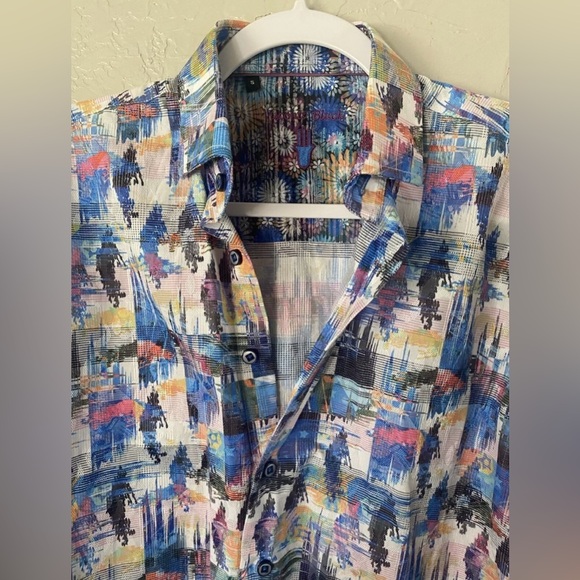 Men's Visconti Black Classic Button Front Long Sleeve Shirt Small- Multi-Color - Picture 8 of 14